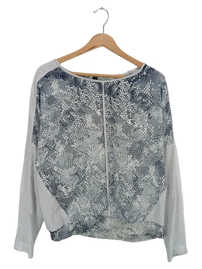 MARC CAIN Damen Langarmshirt Gr. 38/M Grau Tierdruck Casual Modern