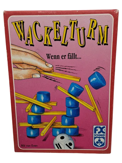 FX Schmid Wackelturm Stapelspiel Holz Geschicklichkeitsspiel Rosa ab 4