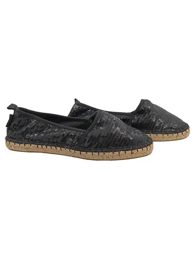 Tamaris Damen Espadrilles Pailletten Schwarz Gr. 39 Slipper Sommer