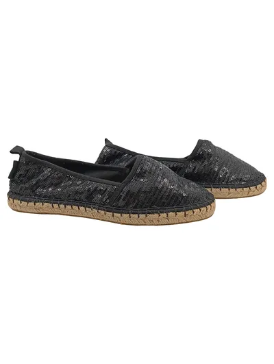 Tamaris Damen Espadrilles Pailletten Schwarz Gr. 39 Slipper Sommer