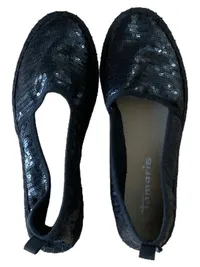 Tamaris Damen Espadrilles Pailletten Schwarz Gr. 39 Slipper Sommer 3