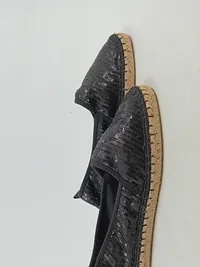 Tamaris Damen Espadrilles Pailletten Schwarz Gr. 39 Slipper Sommer 4