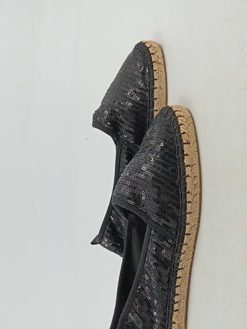 Tamaris Damen Espadrilles Pailletten Schwarz Gr. 39 Slipper Sommer 4