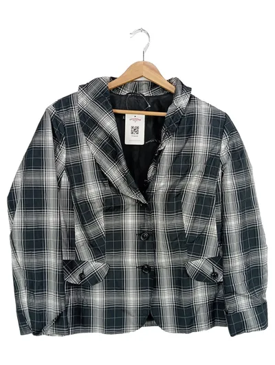 BIANCA Damen Blazer Schwarz Kariert Gr. 42/L Business Klassisch