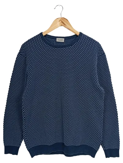 CLASS INTERNATIONAL Herren Pullover Gr. 52/L Blau Baumwolle Casual