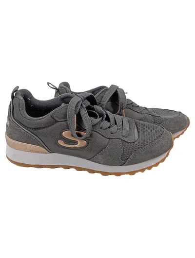 SKECHERS SN 111 Kinder Sportschuhe Schnürung Grau Gr. 36 Leder Textil