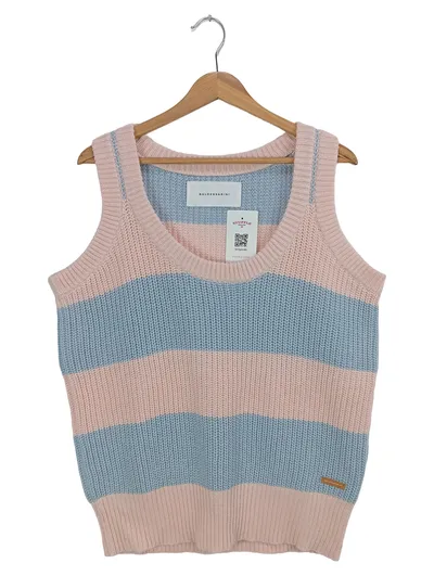 BALDESSARINI Damen Pullunder Gestreift Rosa Blau Gr. 40/L Casual Modern