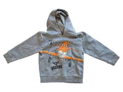 Disney Planes Kinder Kapuzenpullover Grau Gr. 116 mit Flugzeug Print
