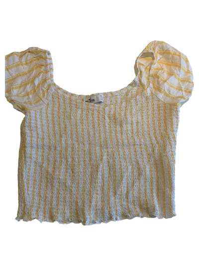 Hollister Damen Top M gelb gestreift Puffärmel Cropped