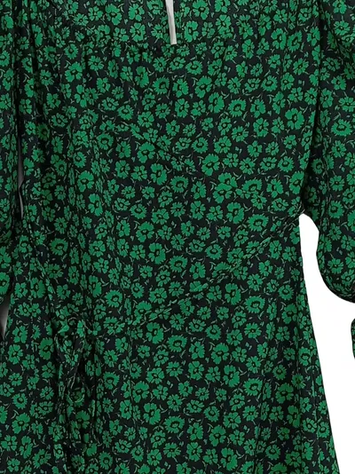 Topshop Damen Sommerkleid Blumenmuster Grün Gr. 36/S Puffärmel