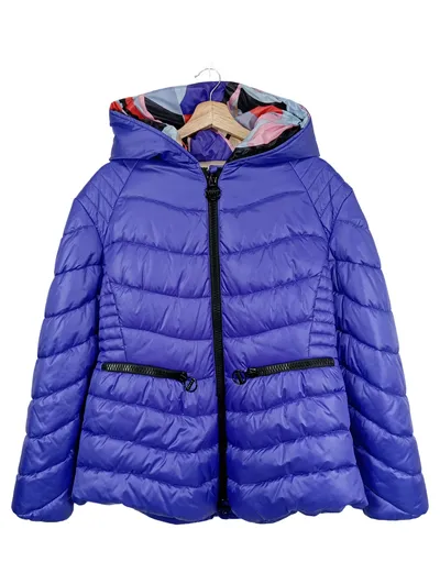 Emilio Pucci Steppjacke Damen Gr. 40 Lila Kapuze Made in Italy