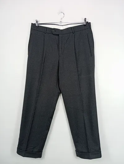 HIRMER Herren Stoffhose Gr. 25/50 Grau Business Schurwolle Klassisch Anzughose