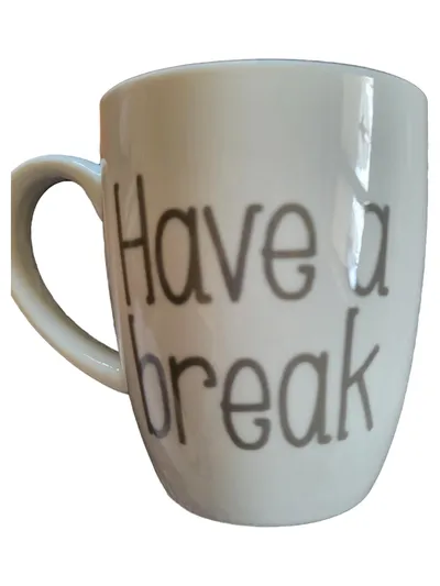 DEPOT Tasse Keramik Weiß Schriftzug Modern Kaffeetasse Becher 8cm