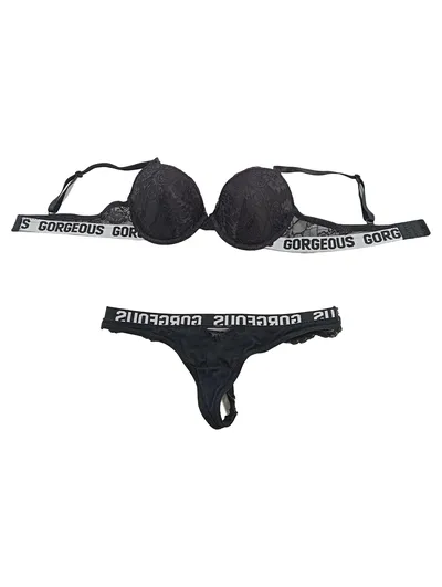 Damen Unterwäsche Set BH Slip Spitze Schwarz GORGEOUS Gr. M