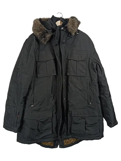 Wellensteyn Herren Parka Winterjacke Kapuze Fellbesatz Schwarz Gr. 54 XXL