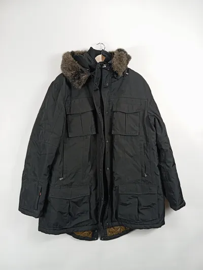 Wellensteyn Herren Parka Winterjacke Kapuze Fellbesatz Schwarz Gr. 54 XXL