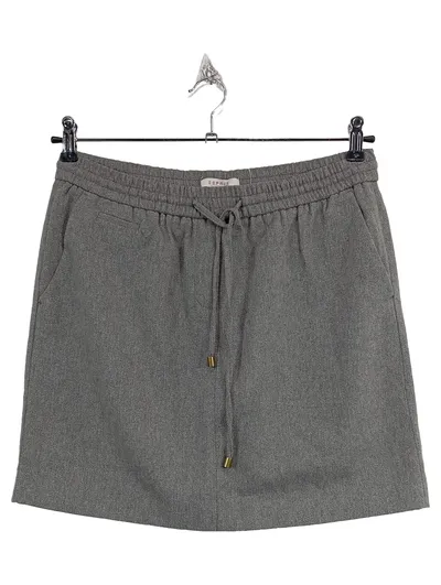 Esprit Damen Minirock Gr. 38/M Grau Meliert Kordelzug Wolle
