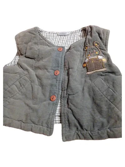 BLESS ME Baby Steppweste Gr. 62 (3 Monate) Grau Cord Bär Applikation Casual