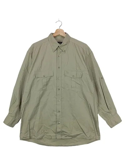 CAMEL Herren Freizeithemd Outdoor Grün Gr. 48/M Langarm Baumwolle