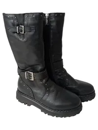 BALDININI Damen Stiefel Gr. 35 Schwarz Nieten Schnallen Gothic Punk 1