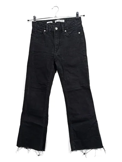 Mango MNG Sienna Bootcut Jeans Damen Gr. 36 Schwarz Fransen