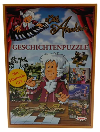 Little Amadeus Geschichtenpuzzle 3x77 Teile mit Hörbuch-CD AMIGO Kinderpuzzle
