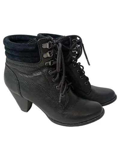 BUFFALO Damen Stiefelette Gr. 36 Schwarz Vintage Schnürstiefelette
