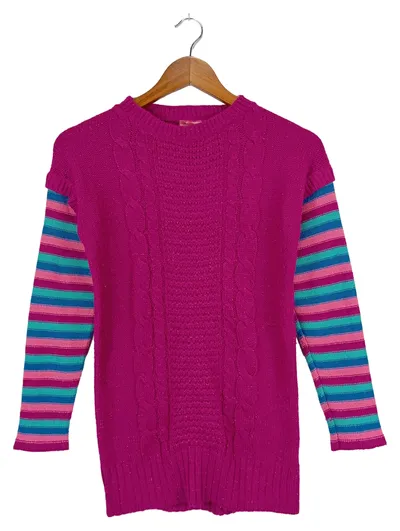 DEREK HEART Damen Pullover Rosa 38/M Vintage Streetwear Zopfstrickmuster