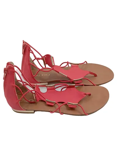 ALDO Damen Sandalen Gladiator Römer Gr. 37 Rosa Casual Modern Reißverschluss