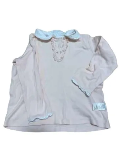 DAVE&BELLA Kinder Pullover Gr. 110 Beige Baumwolle Rüschenkragen Vintage