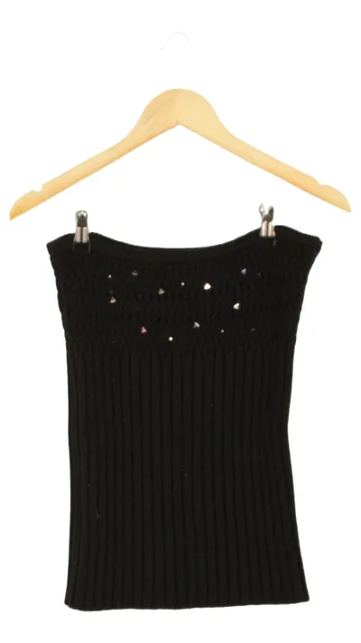 KATHLEEN MADDEN Damen Pullunder Gr. 40/L Schwarz Wolle Merino Klassisch