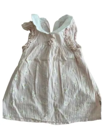 DAVE&BELLA Kinder Blusenkleid Gr. 104 Beige Gestreift Blumenmuster