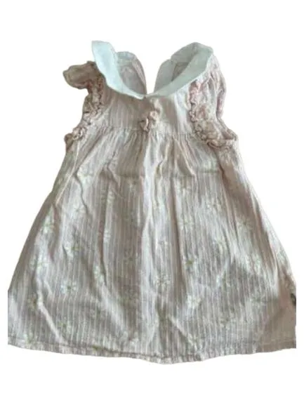 DAVE&BELLA Kinder Blusenkleid Gr. 104 Beige Gestreift Blumenmuster 1