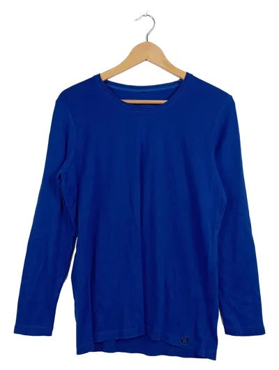 Olsen Damen Langarmshirt Blau Gr. L 42 Basic Rundhals Baumwolle