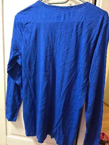 Olsen Damen Langarmshirt Blau Gr. L 42 Basic Rundhals Baumwolle
