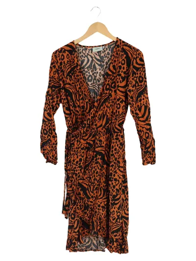 MOVES Damen Freizeitkleid Gr. 38/M Orange Animal-Print Vintage Streetwear