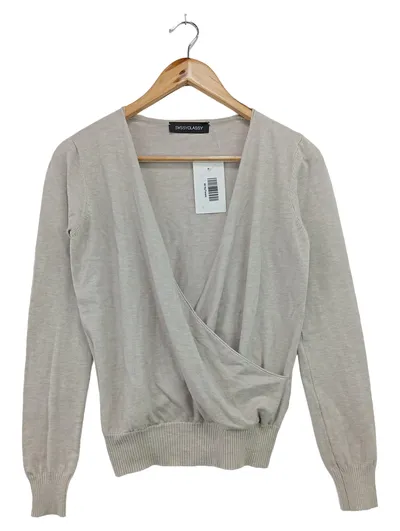 SASSYCLASSY Damen Pullover Gr. 36/S Beige Rippstrick Elegant Büro Viskose