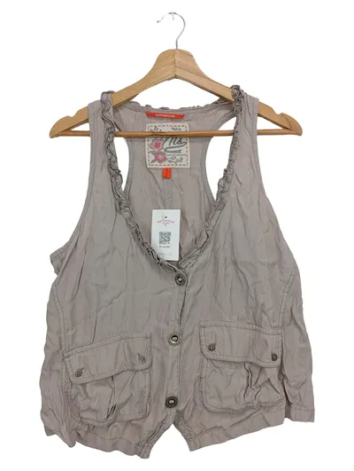 NOT THE SAME Damen Leichte Weste Gr. 38/M Grau Vintage Bohemian Streetwear