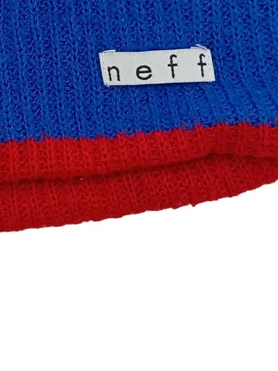 Neff Beanie Mütze Blau Rot Strickmütze Wintermütze Unisex Streetwear