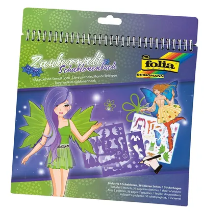 folia Haar & Makeup Schablonenbuch Schablone Mädchen Pink Malbuch Sticker