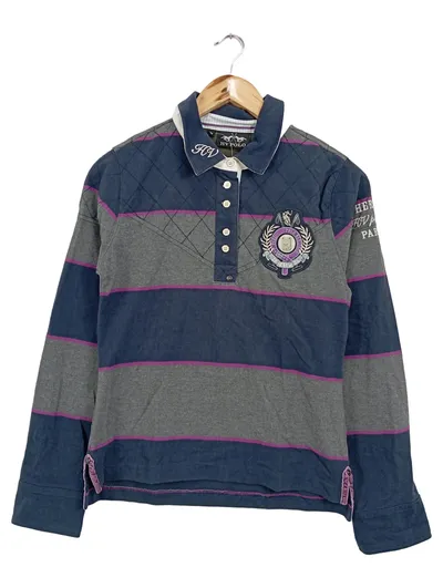 HV POLO Damen Poloshirt Langarm Gr. 34/XS Mehrfarbig Gestreift Baumwolle