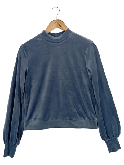HUNKEMÖLLER Damen Pullover Samt Blau Gr. 32;XS Langarm Rollkragen Casual