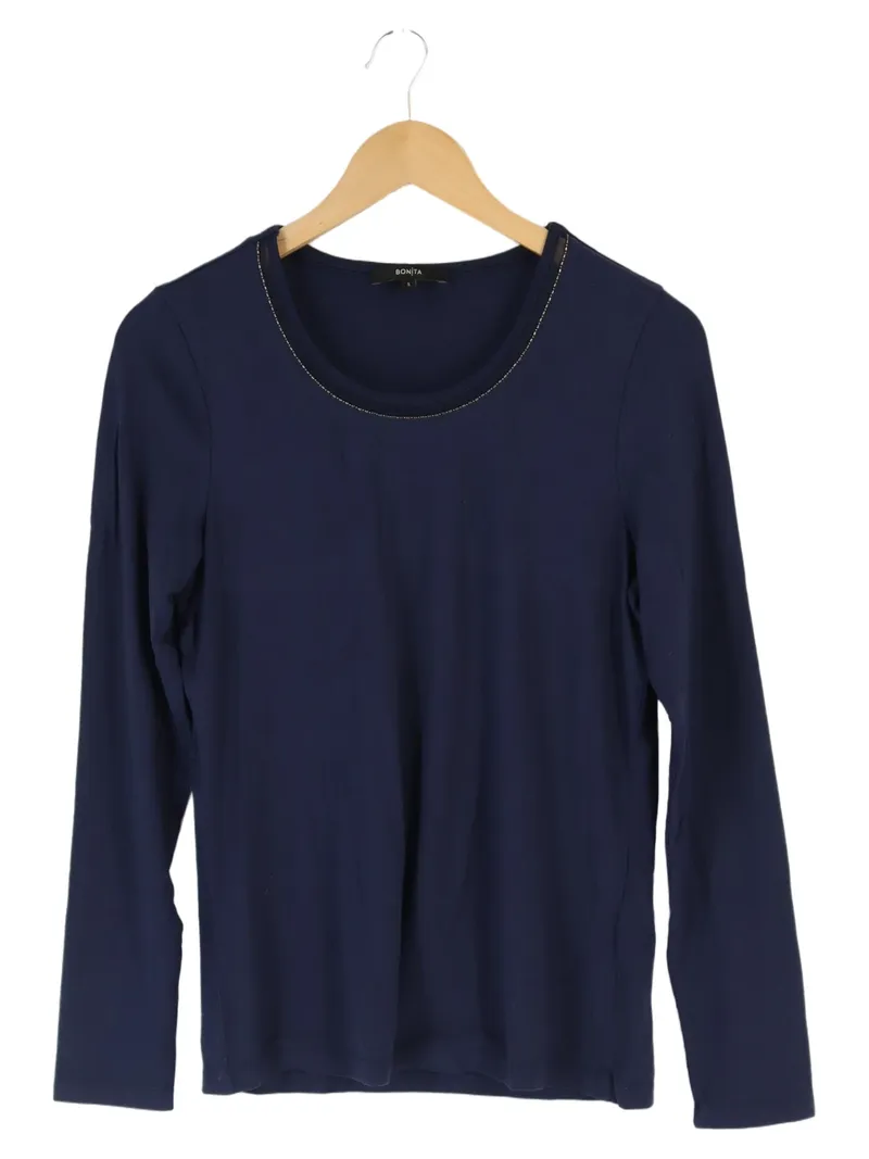 BONITA Damen Sweatshirt Blau Gr. 36/S Klassisch Elegant Viskose Langarm 1