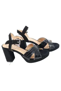 Cypres Damen Sandaletten Gr. 39 Schwarz Elegant Kreuzriemen Blockabsatz 1
