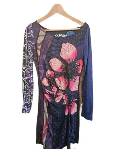 DESIGUAL Freizeitkleid Damen M Mehrfarbig Blumenmuster Bohemian Vintage Style