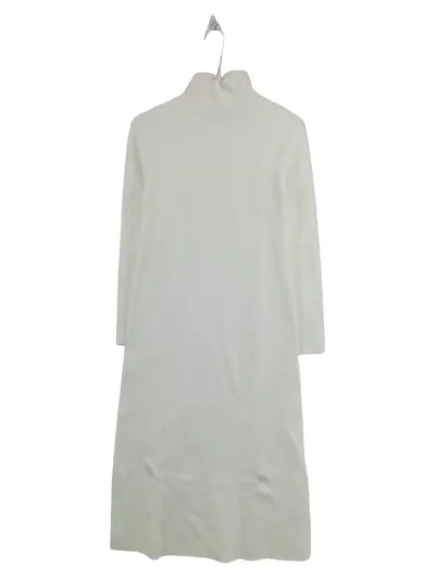 ZARA Damen Strickkleid Rollkragen Langarm Weiß Gr. S Maxi