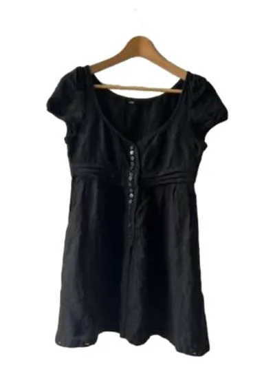 CLOSED Freizeitkleid Damen Gr. 34/XS Schwarz Leinen Klassisch Elegant