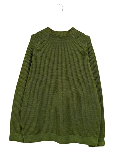 Walbusch Herren Strickpullover Gr. 56 Oliv Merinowolle Rippstrick