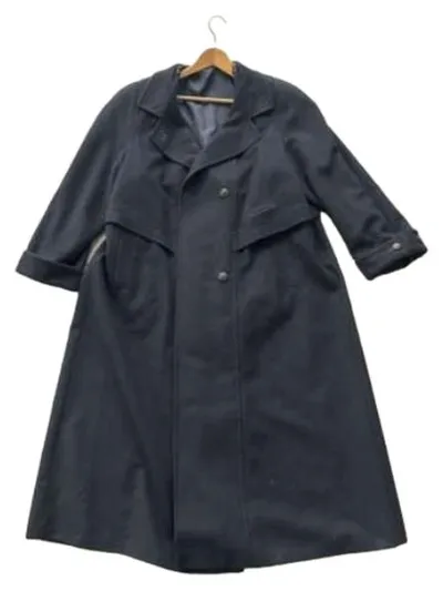 GERLACH Damen Klassischer Mantel Gr. 44/XL Blau Wolle Kaschmir Elegant