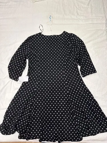 Blue Vanilla Damen Kleid Polka Dots Schwarz Weiß Gr. 44/XXL A-Linie